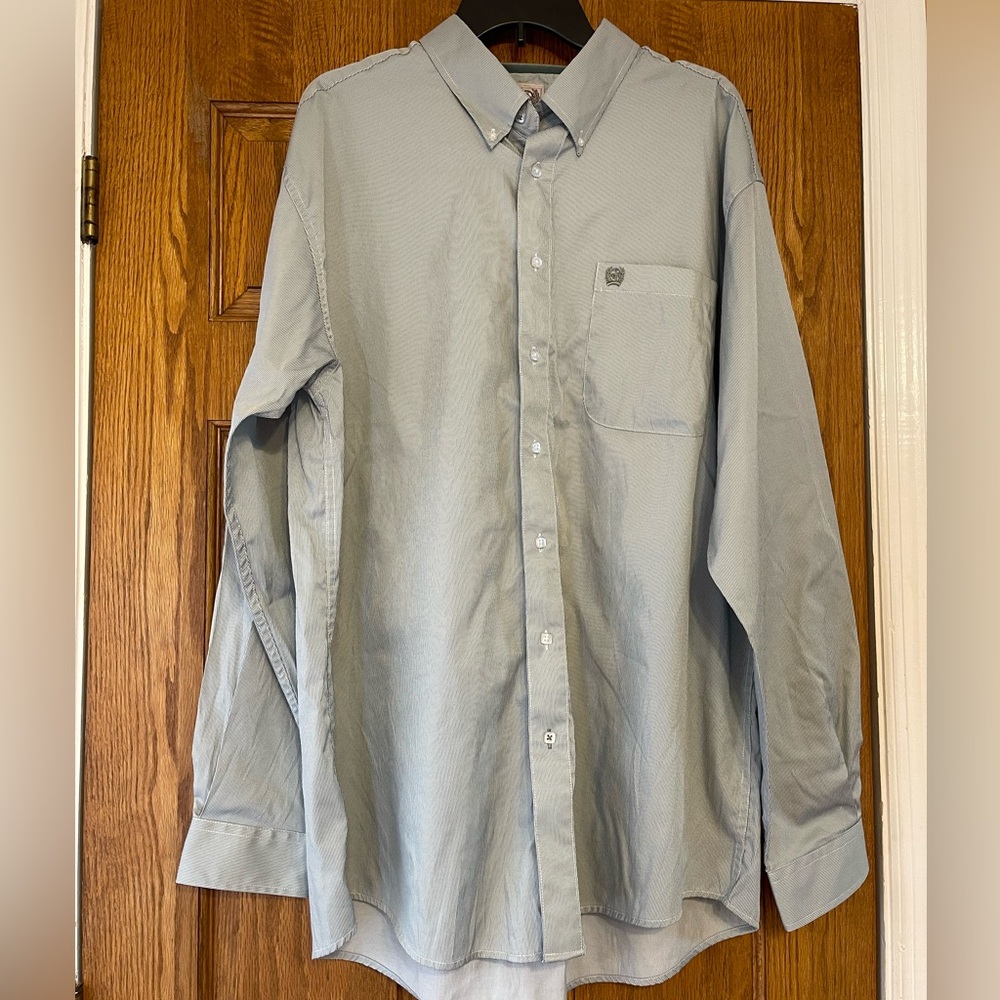 Cinch Men’s Green Micro-Stripe Button-Down Shirt Cowboy Rodeo Size XL